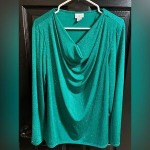 Jaclyn Smith Teal Shimmer Top